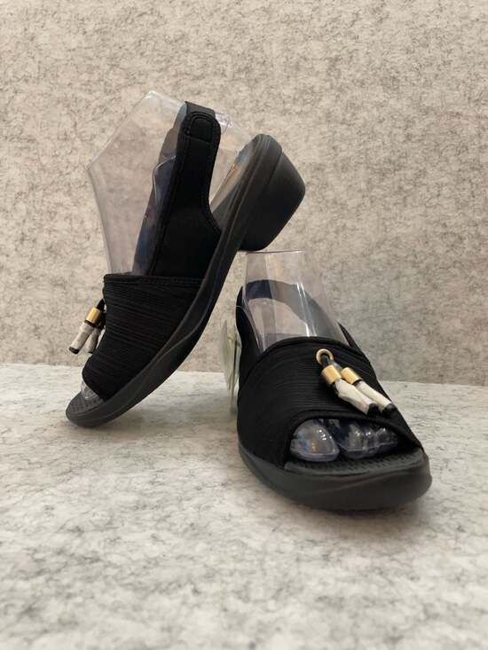 Bzees Shoes - Bzees Mirage Women's Black Peep-Toe Slingback Wedge Sandals new